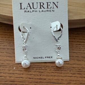 Polo by Ralph Lauren Silver and Pearl Drop Earrings